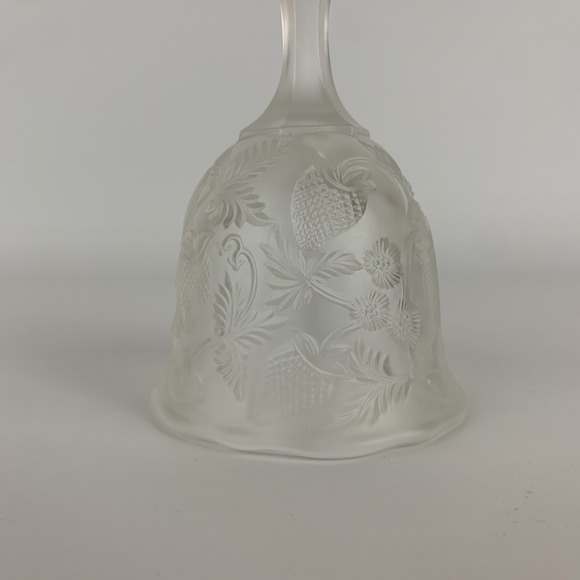 Vintage Fenton Strawberry Pressed Pattern Satin Glass Bell 6" - Picture 4 of 12